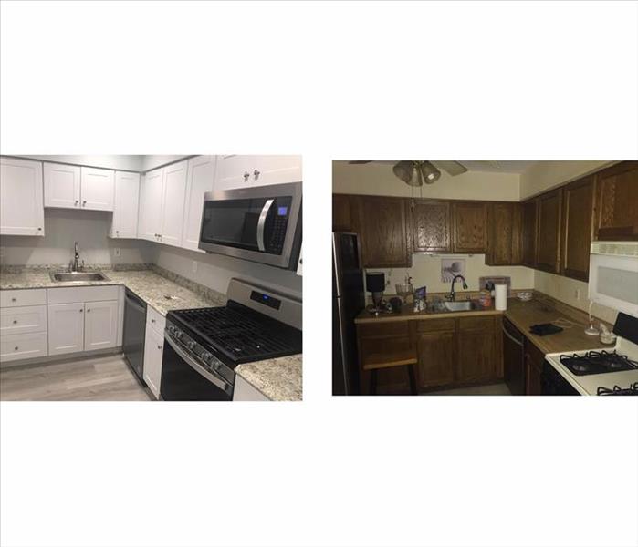 kitchen - before renovation onright, after renovation on left